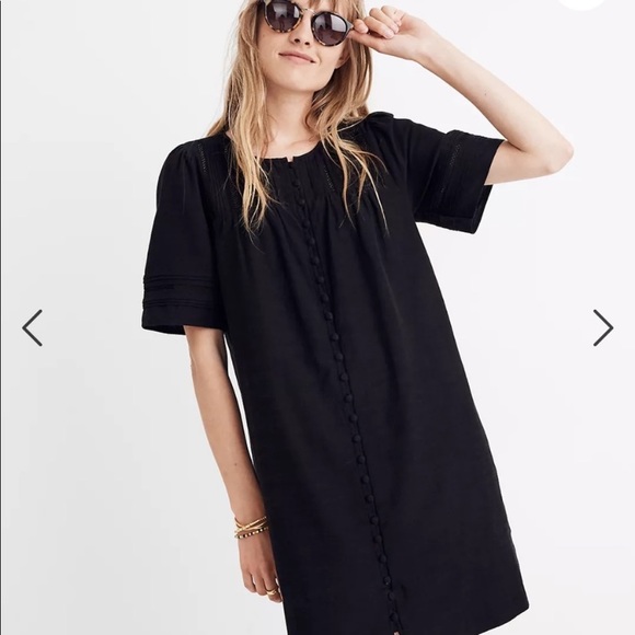 Madewell Pleated Botton Front Shift Dress black size XS - Picture 1 of 11